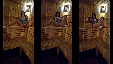 Smoking and playing with my pussy in the public sauna