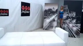 Blonde with perfect figure swallows first-time bukkake