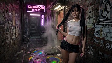 Asian Street Whore: Public Pussy Play and Toilet Fuck AI Generated
