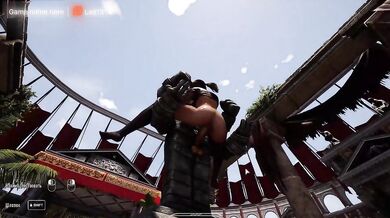 Lara Croft's anus is being ravaged by a lustful statue in front of thousands of people. 3D. part 2