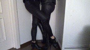 Footsie Play in sexy leather clothes 2 FS