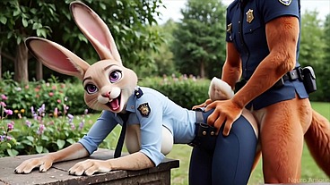 Furry Zootopia: Judy Hopps and Nick Wilde - Cunning Fox Fucks Bunny after work