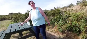Brit MILF gets facial from stepson in outdoor camping