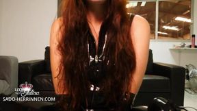 Cock bondage and orgasm control for the latex servant of Lady Julina