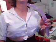 slut sissy sloppy deep throating to play with her saliva