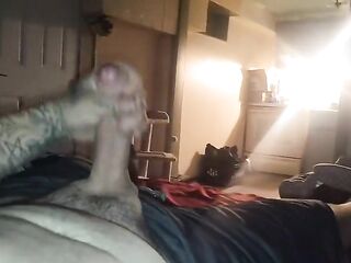 Dad&#039;s palpitating jock and cum shots