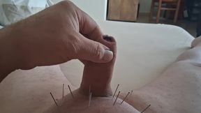 Needles and handjob with ejaculation