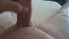 Needles and handjob with ejaculation