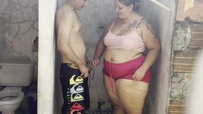 STEPMOM FUCKS HER LOVER IN THE SHOWER