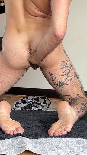 Hungry Hole Bottom Playing with Xxl Butt Plug and Self Fisting His Hole