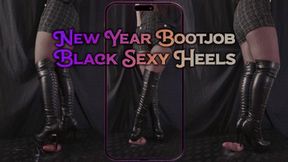 New Year Bootjob, Fully Dominated by my Black High Sexy Heels (Vertical Version) - TamyStarly - Cock Balls Crush Trample, Shoejob, CBT, Trampling