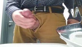 Little cock daddy wank at work with big cum spurt 2