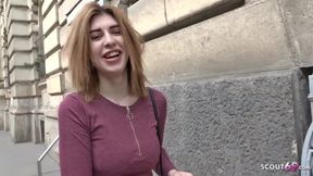 GERMAN SCOUT - CUTE GINGER TEENAGE TALK TO SHAG AT STREET CASTING FOR CASH - Cum Load