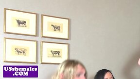 Lesbian trans amateurs spitroasting in trio