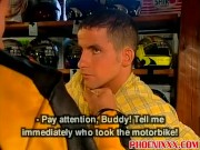 Muscled biker dudes rough and raw fuck feast gay orgy