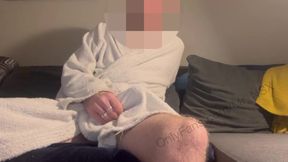 Hot and Hung Masturbation with Robe-Clad Cock