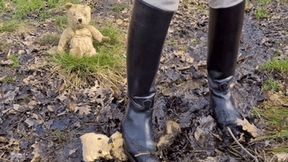 Beloved old teddys crushed into the mud (small version)