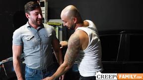 ”Kinky stepson Scott DeMarc deepthroats fat throbbing shaft”