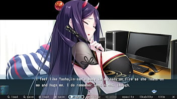 Seductive demon MILF licks teen's huge tits