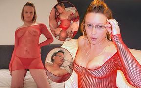 British chav gets her fishnet lingerie cummed on