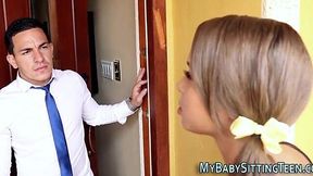 Slutty Teen Sitter Glazed with a Massive Load