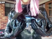 Squeezing Big Juicy Latex Boobs
