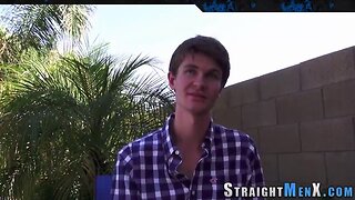Teenager straighty tugs cock