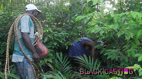 caught in the bush.. rampant fucking scene in africa. this black girl was seen fucking in the bush by a farm, so she has to satisfy both