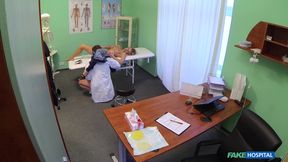 Fake Hospital- Hot Blonde Enjoys an Office Exam, Pussy Pounding &amp; Takes a Massive Cumshot for a Big Discount