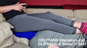 Face Sitting and Ballbusting in Leggings and Cute Socks, German Amateur Couple