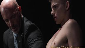 ”Twink Jack Waters shoots load while getting screwed with a curved dildo with hunk”