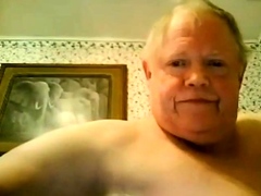 fat grandpa jerking off on the bed