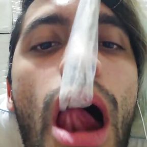 Cum inside a condom, drink the cum and cum a second time - Camilo Brown