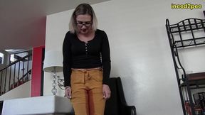 red august pissing her pants at job interview