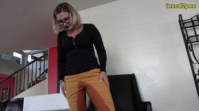 red august pissing her pants at job interview