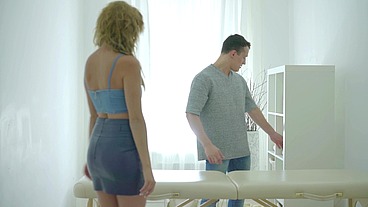 Blonde Babe Fucked on the Massage Table