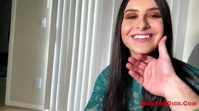 Petite lingerie model Kaitlyn Katsaros takes on a casting with deep gagging and spitting