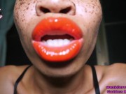 Goddess Rosie Reed Lipstick Fetish Shiny Lipgloss Tease Ebony Mouth Lips Like Pussy