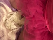 Open diaper sissy chastity pee