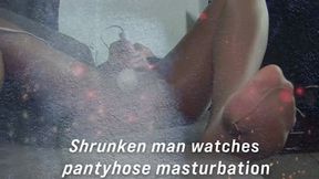 Shrunken man watches Pantyhose masturbation up close 1