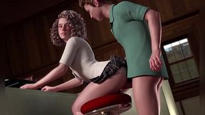 Public sex with hot saleswoman behind the counter in romantic 3D game