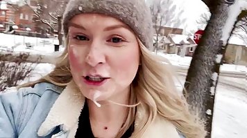 Cum Covered Bunny Frozen Sperm On Face Cum Walk