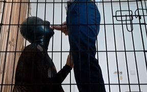 POV from the Cage - Sissy Slave Watches Mistress Sucks Masters Cock