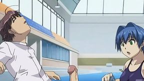 Uncensored Hentai Kimihagu: Fit Blue-haired Minami Indulges In Sex With Her Best Friend In the Pool