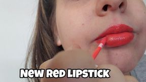 Applying My New Red Lipstick ( mouth and lips fetish)
