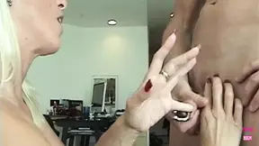 Skinniest blonde chick inserts objects into cock during intense doggystyle