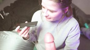 Fucking the mouth of step daughter while she talks to mom on her cell phone. phone.