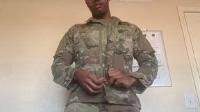 BBC Soldier Stripping Out of Uniform and Cumming