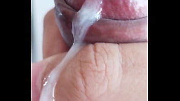 Cumming, jacking off my uncircumcised cock, extreme closeup. June 18, 2024.