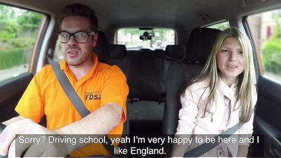 Petite Russian slut Rides My Cock Harder than Her English Teacher in Fake Driving School